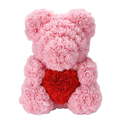 Lovely Fake Rose Bear Plush Toy
