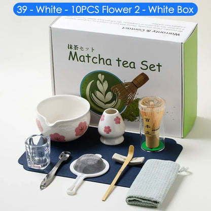 Green Tea Set 10-Piece Bamboo Ceramic Standard Size