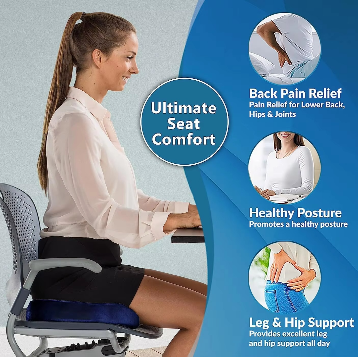 Comfort Gel Cushion with Memory Foam and Grip Base