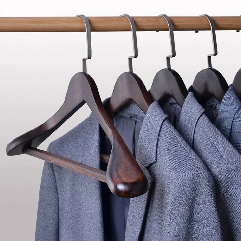 Premium Wooden Closet Hangers with Curved Hook - Cofik