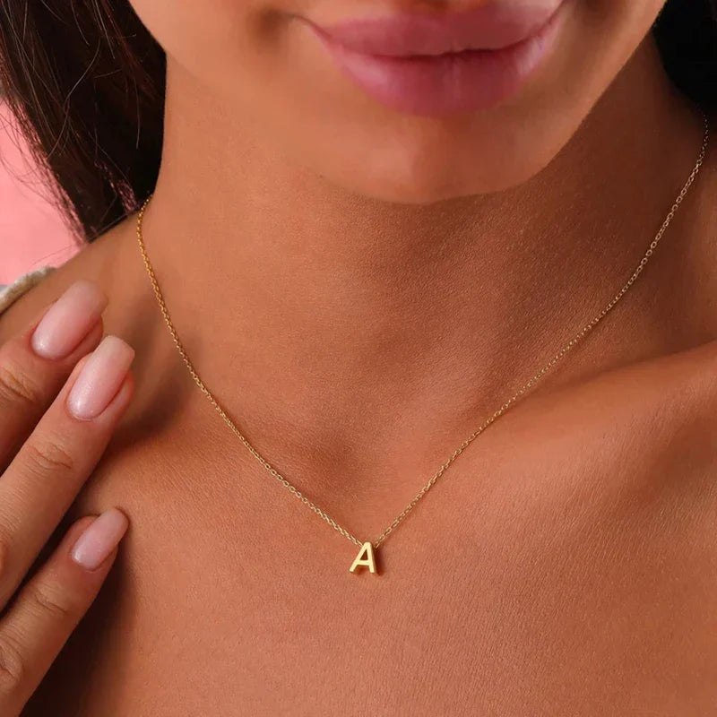 Delicate Simple Initial Pendant Necklace - Cofik