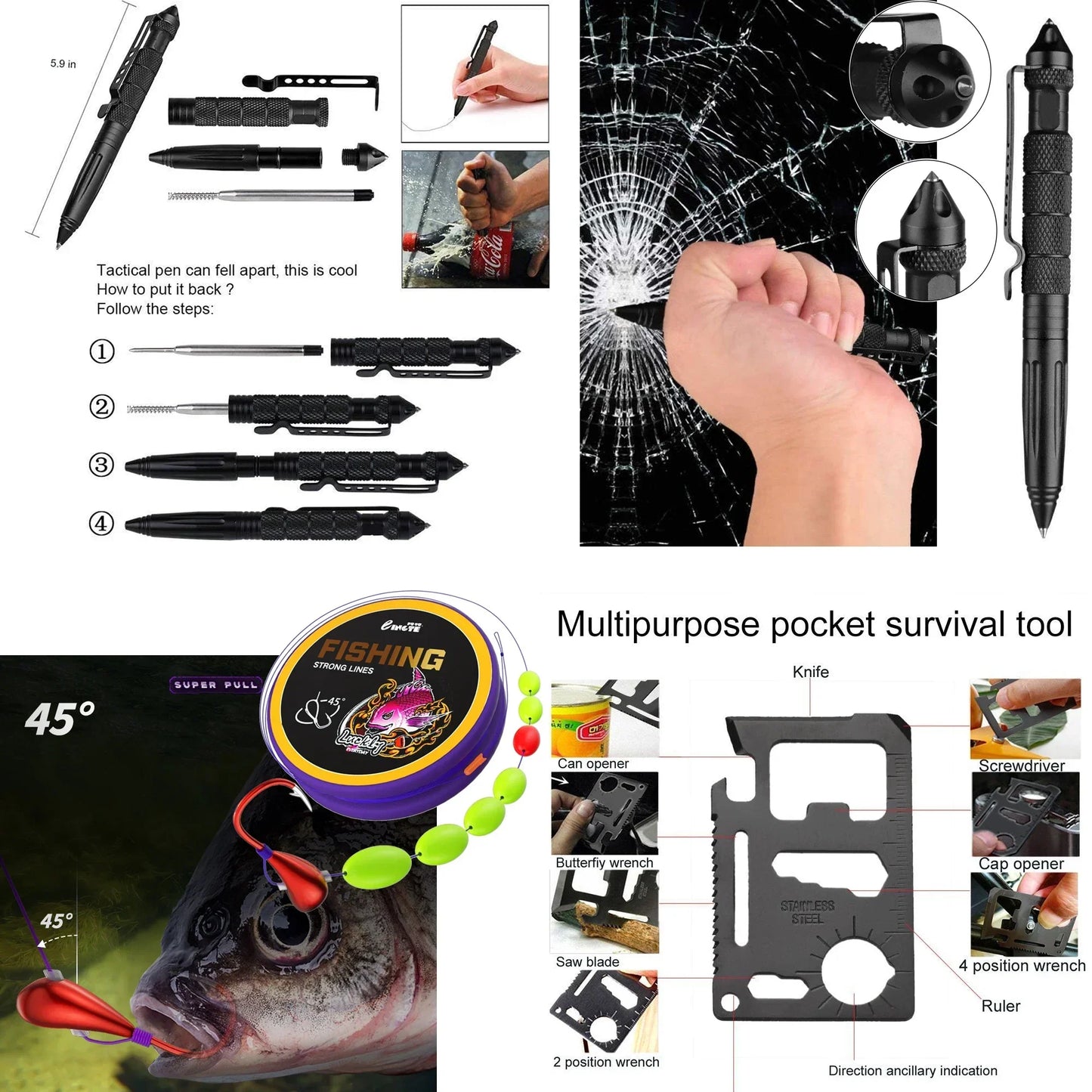 Ultimate 24-Piece Survival Kit for Camping & Emergency