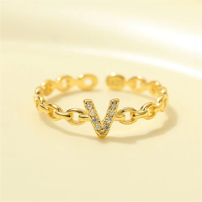 Delicate Initial Diamond Letter Ring