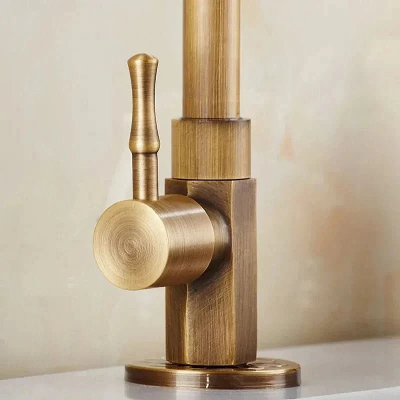 Vintage Brass Kitchen Faucet with Swan Neck Spout