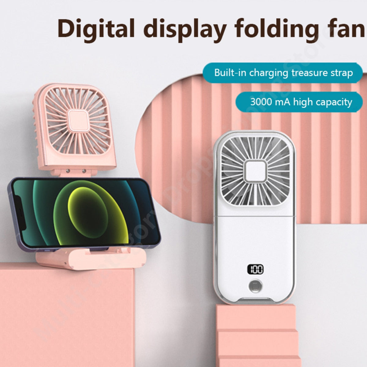 Compact Rechargeable Phone Cooling Fan Stand