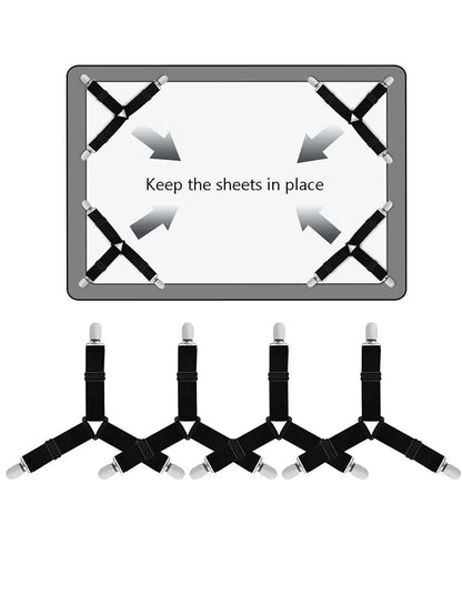 Easy Fit Bed Sheet Straps 4-Pack Adjustable Holders