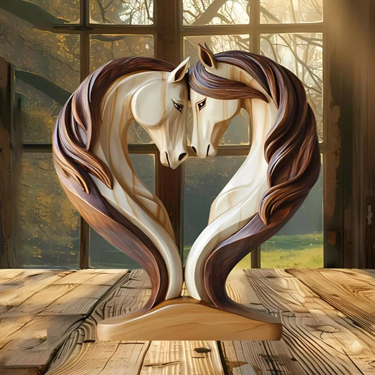 Beautiful Wooden Horse Figurine Decor - Cofik