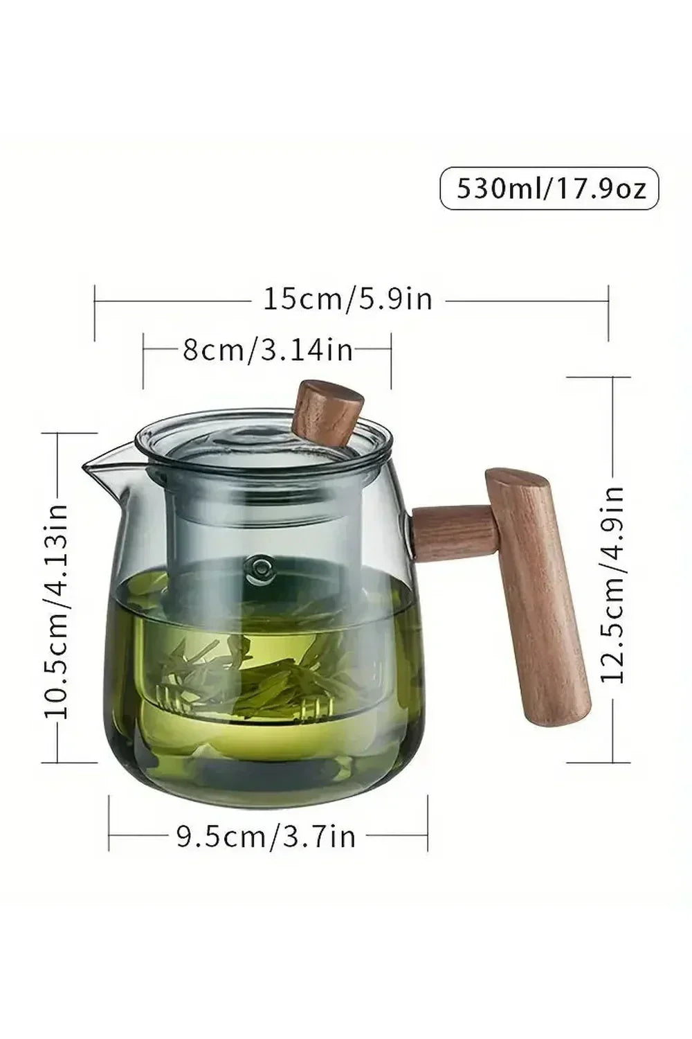 Elegant Wooden Handle Glass Teapot