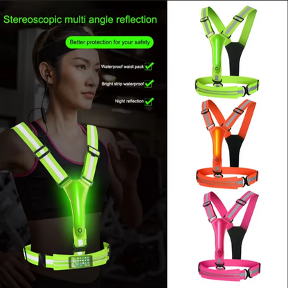 Bright Adjustable LED Safety Vest with Rechargeable Lights
