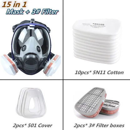 Protec | Full Face Respirator Mask with Fog-Free Lens and Air Filters