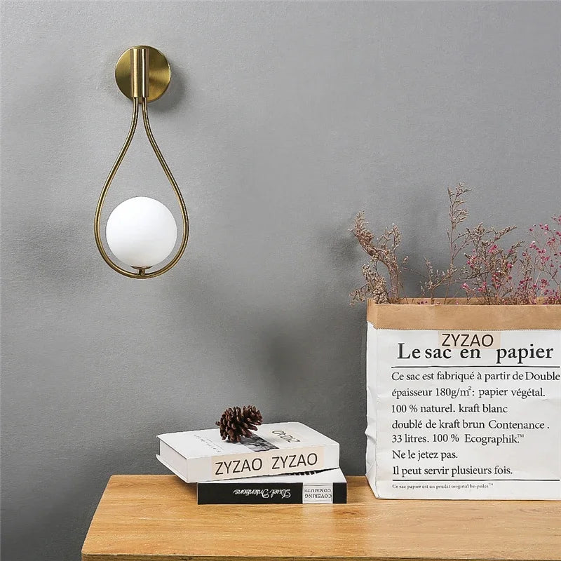 Sleek Metal Glass Globe Wall Light