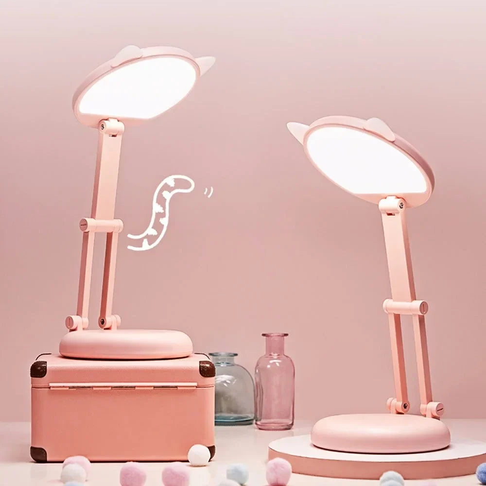 Compact Pink Cat Ear Table Lamp