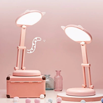 Compact Pink Cat Ear Table Lamp