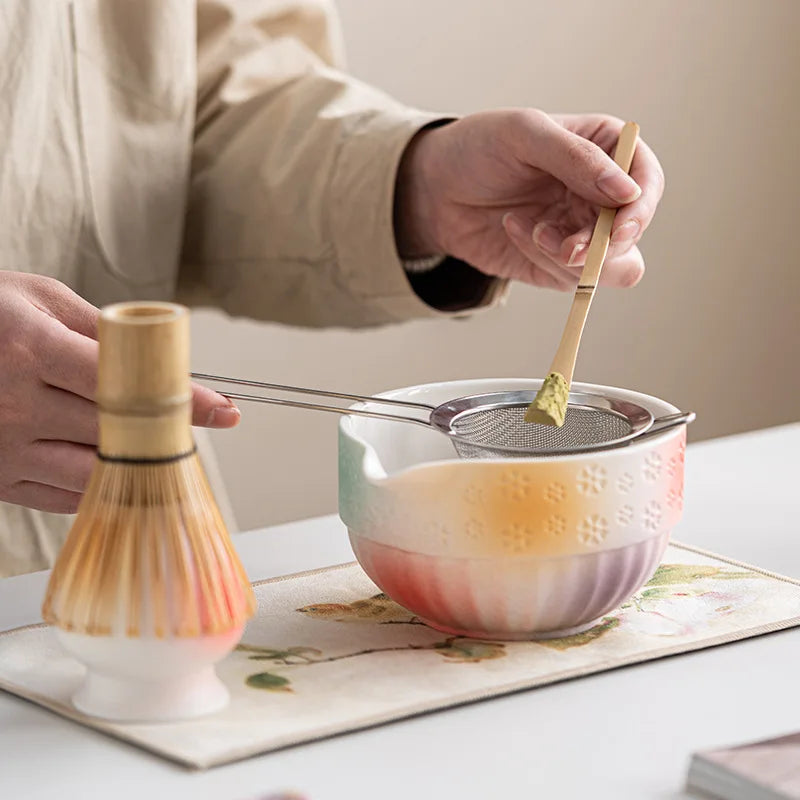 Green Tea Ceramic Set 8 Piece with Bamboo Whisk