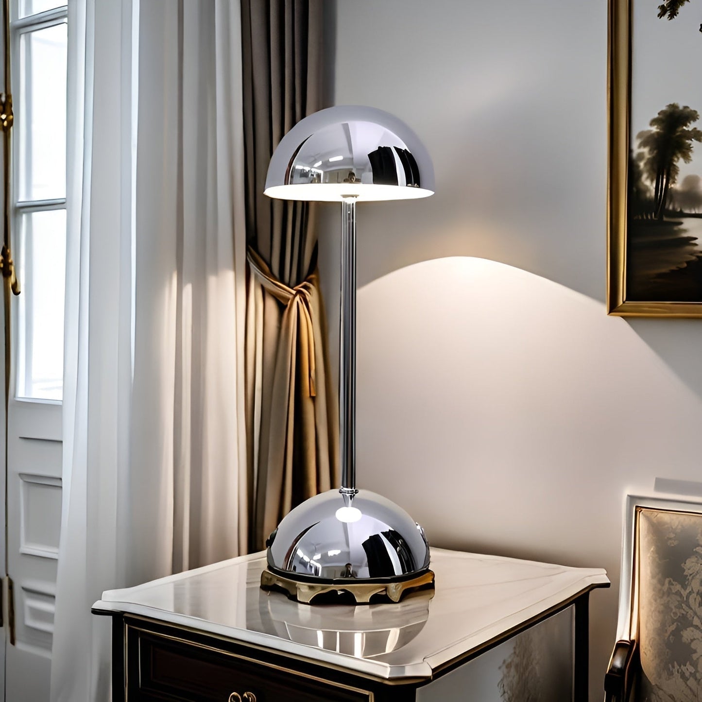 Sleek LED Mushroom Table Lamp with Dimmer