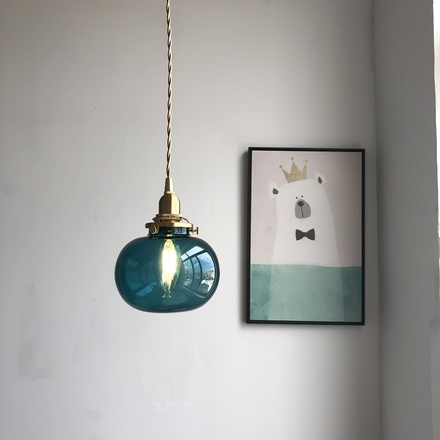 Vintage Style Hanging Glass Pendant Lamp