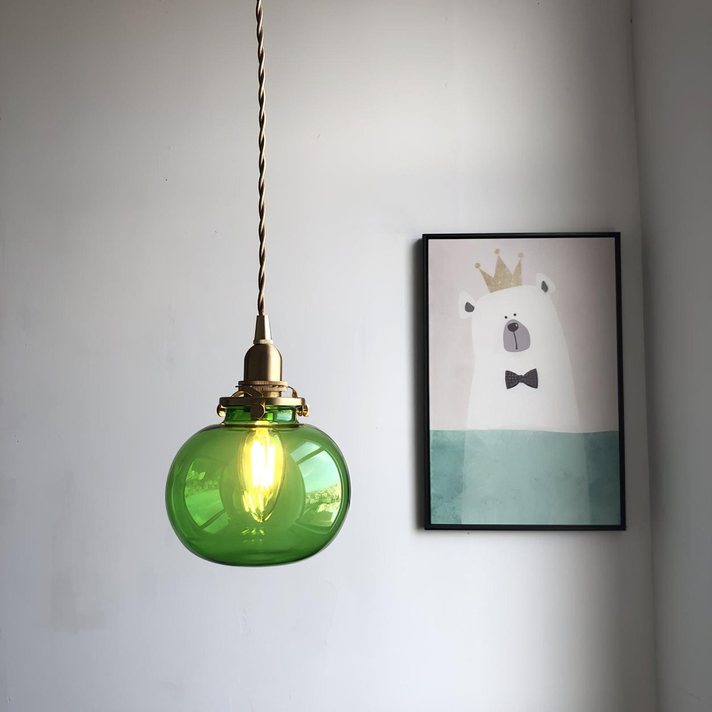 Vintage Style Hanging Glass Pendant Lamp