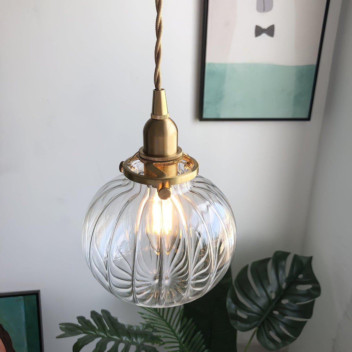 Vintage Style Hanging Glass Pendant Lamp