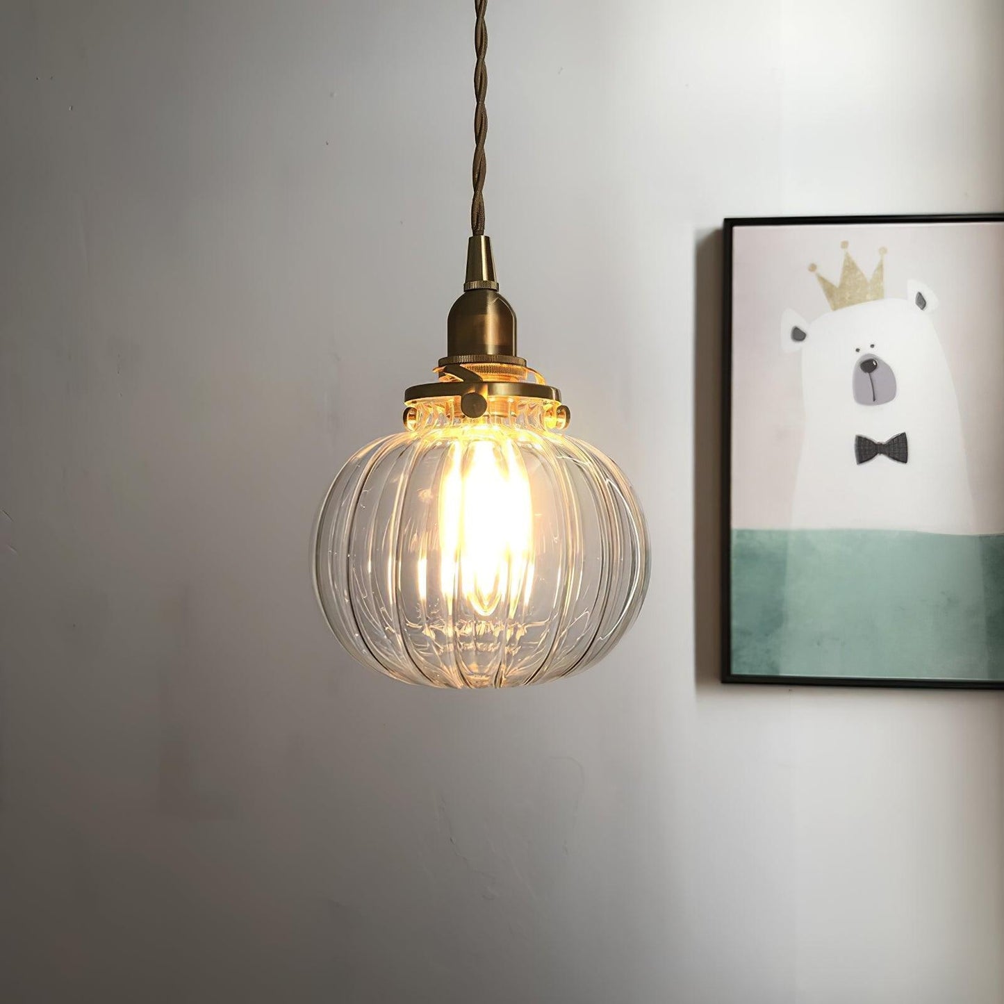 Vintage Style Hanging Glass Pendant Lamp