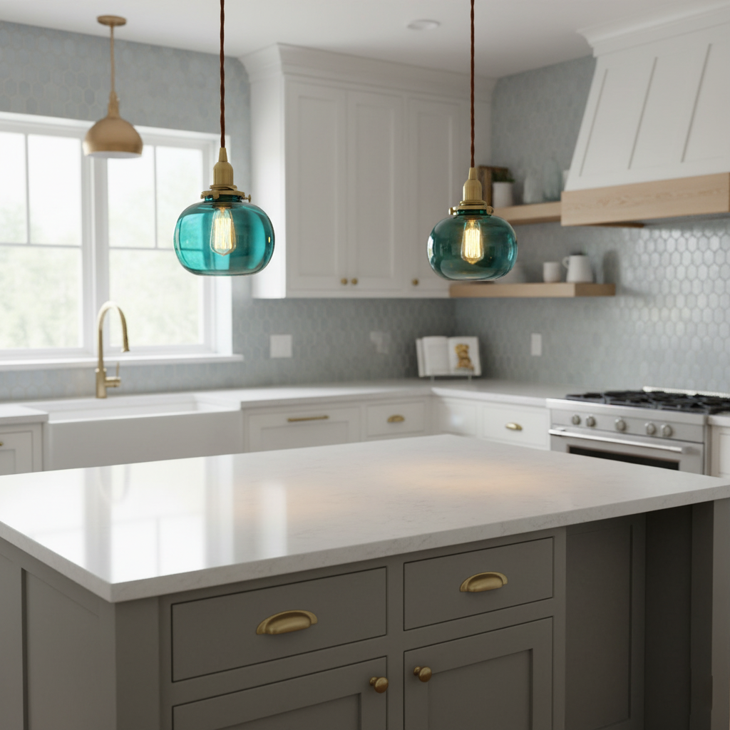 Vintage Style Hanging Glass Pendant Lamp