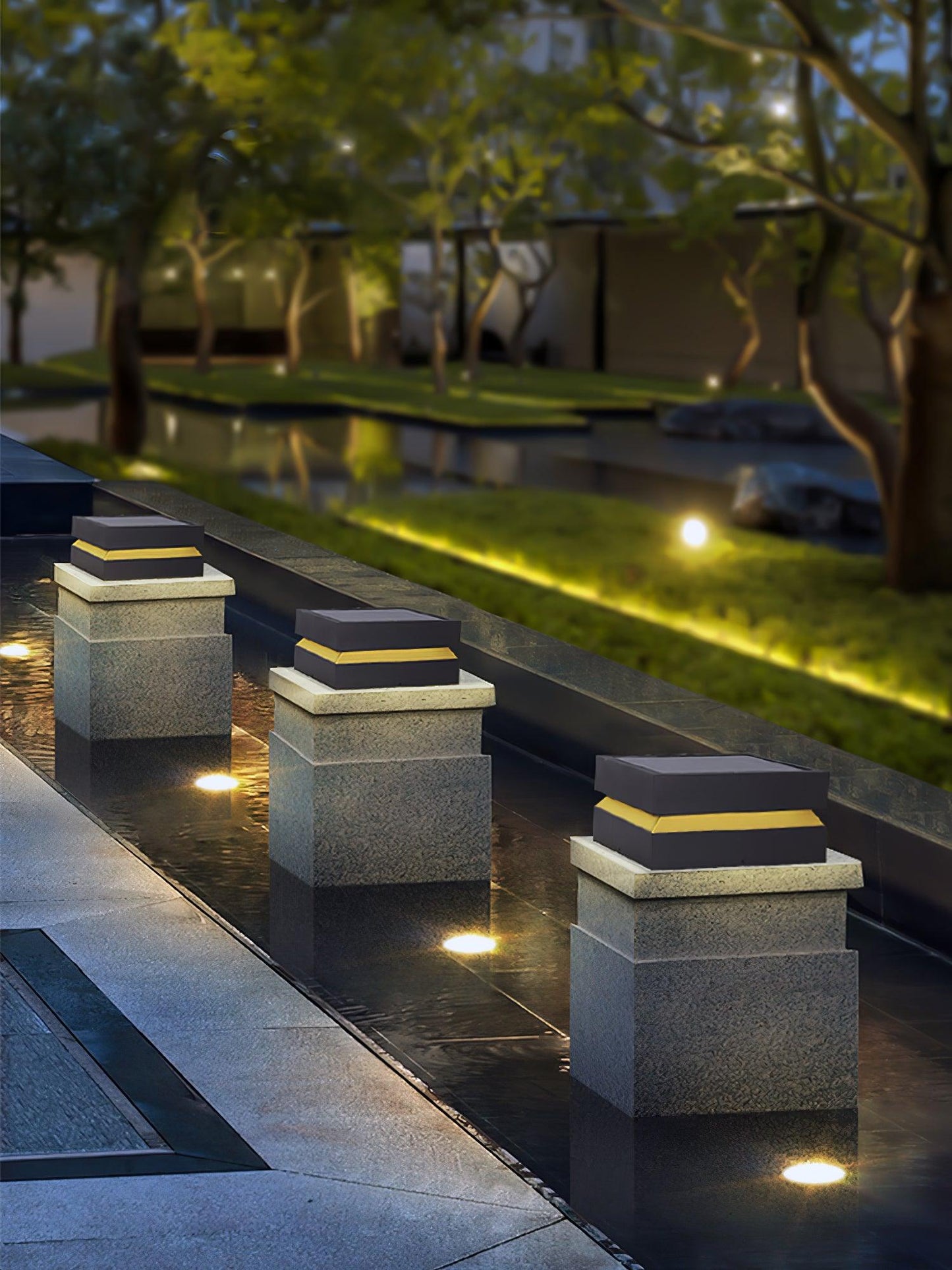 Contemporary Garden Square Post Lamp