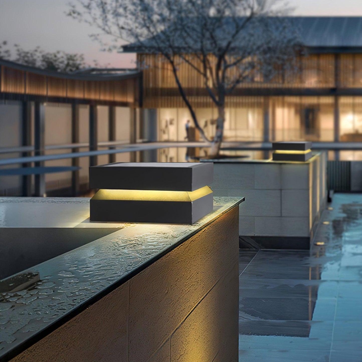 Contemporary Garden Square Post Lamp