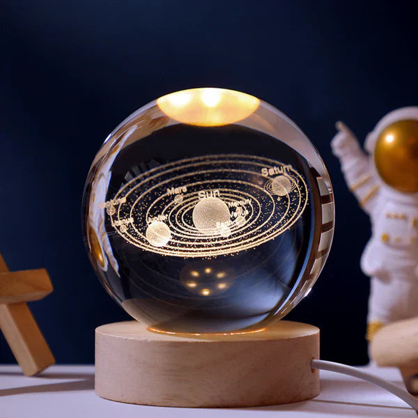 Colorful LED Glass Globe with Wood Stand