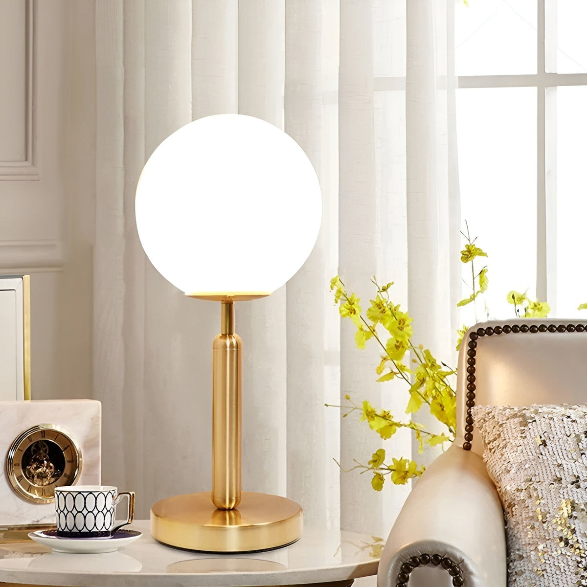 Elegant Glass Brass LED Table Lamp