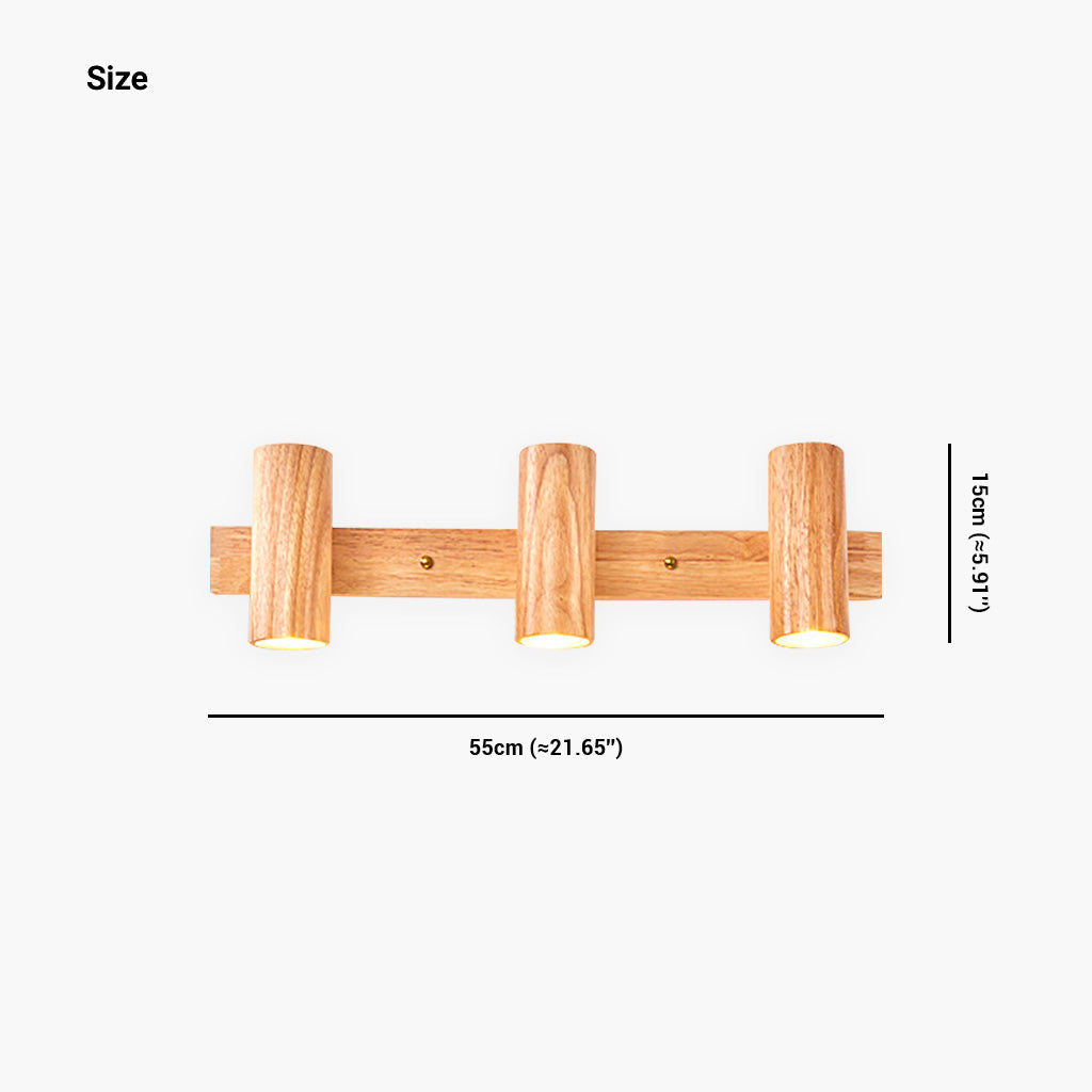 Adjustable Wooden Spotlight Lamp 3 Head Modern Ceiling Light