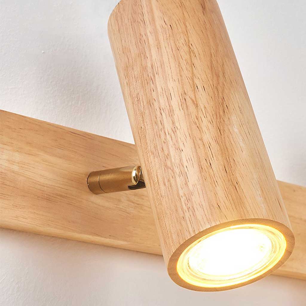 Adjustable Wooden Spotlight Lamp 3 Head Modern Ceiling Light