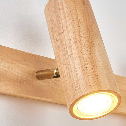 Adjustable Wooden Spotlight Lamp 3 Head Modern Ceiling Light