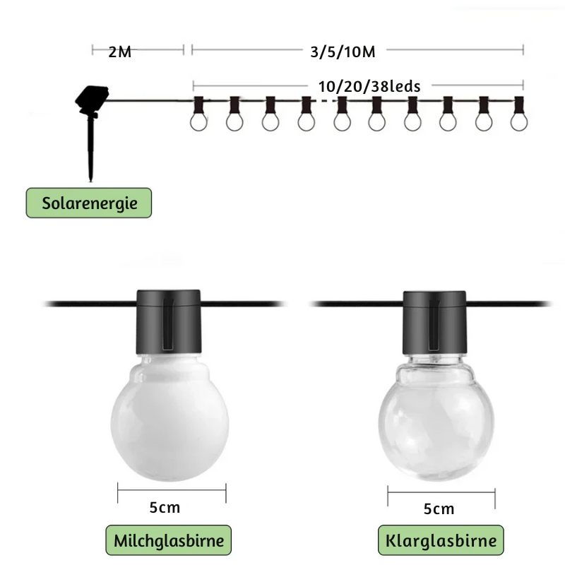 Solar Powered Patio String Lights