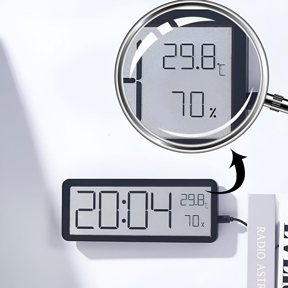 Big Display Digital Wall Clock with Temp and Humidity