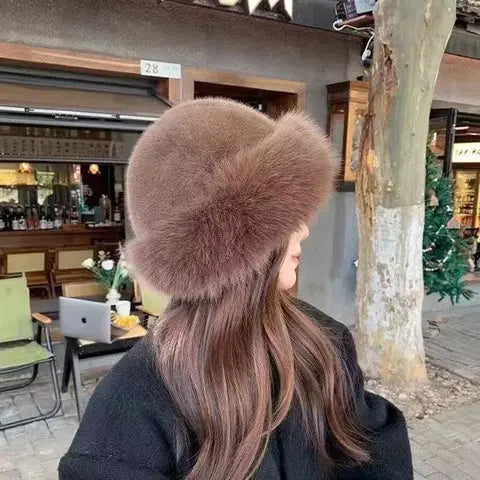 Warm Fur Lined Winter Beanie Hat