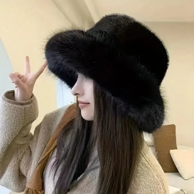 Warm Fur Lined Winter Beanie Hat