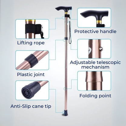 Compact Folding Walking Cane with Ergonomic Grip