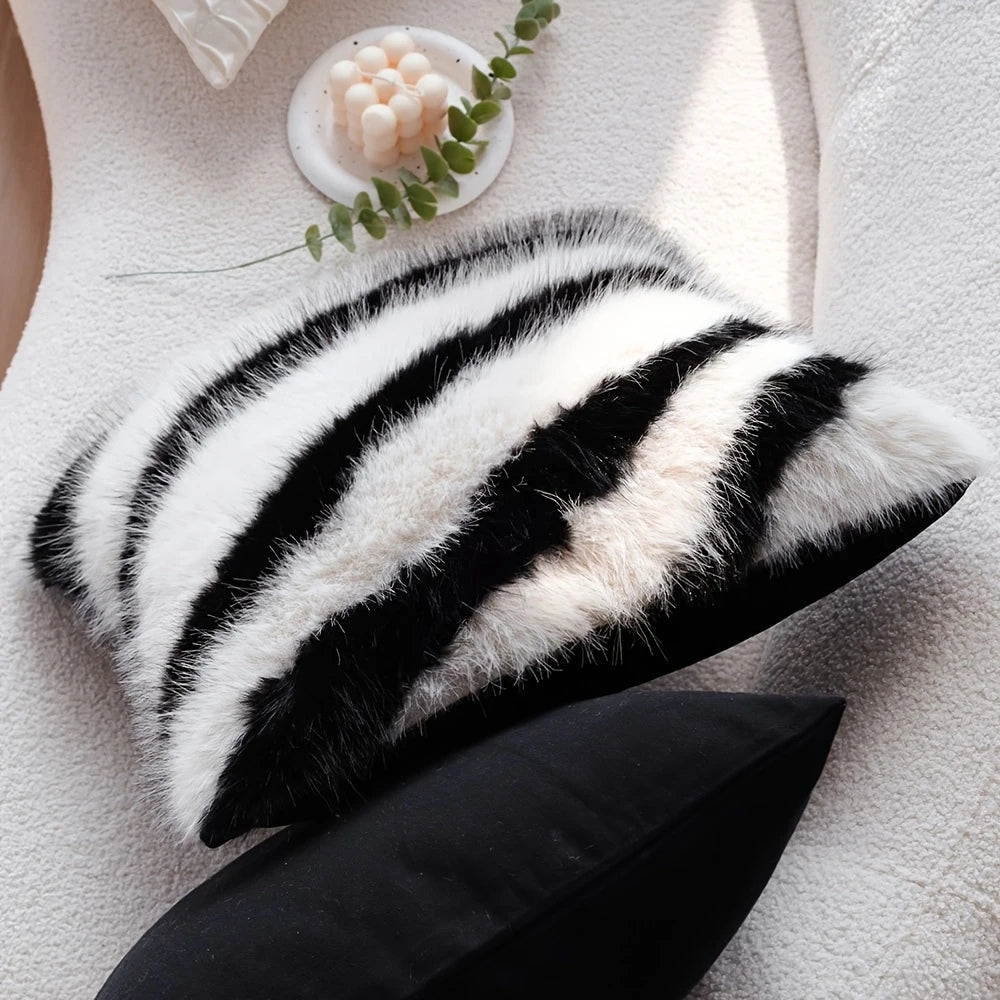 Colorful Fake Fur Pillow Cover – Plush Microfiber 18x18