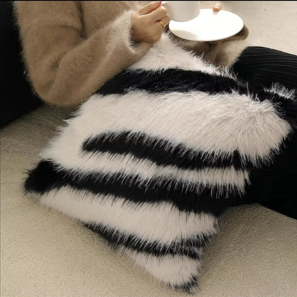 Colorful Fake Fur Pillow Cover – Plush Microfiber 18x18