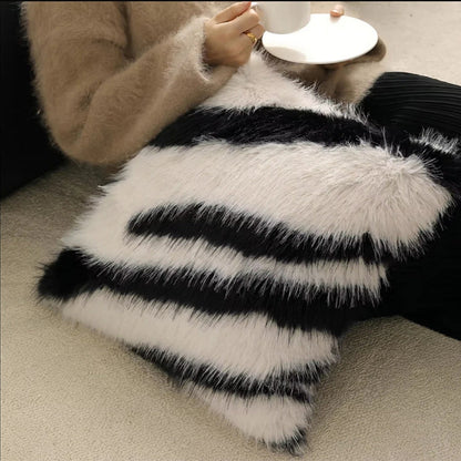 Colorful Fake Fur Pillow Cover – Plush Microfiber 18x18