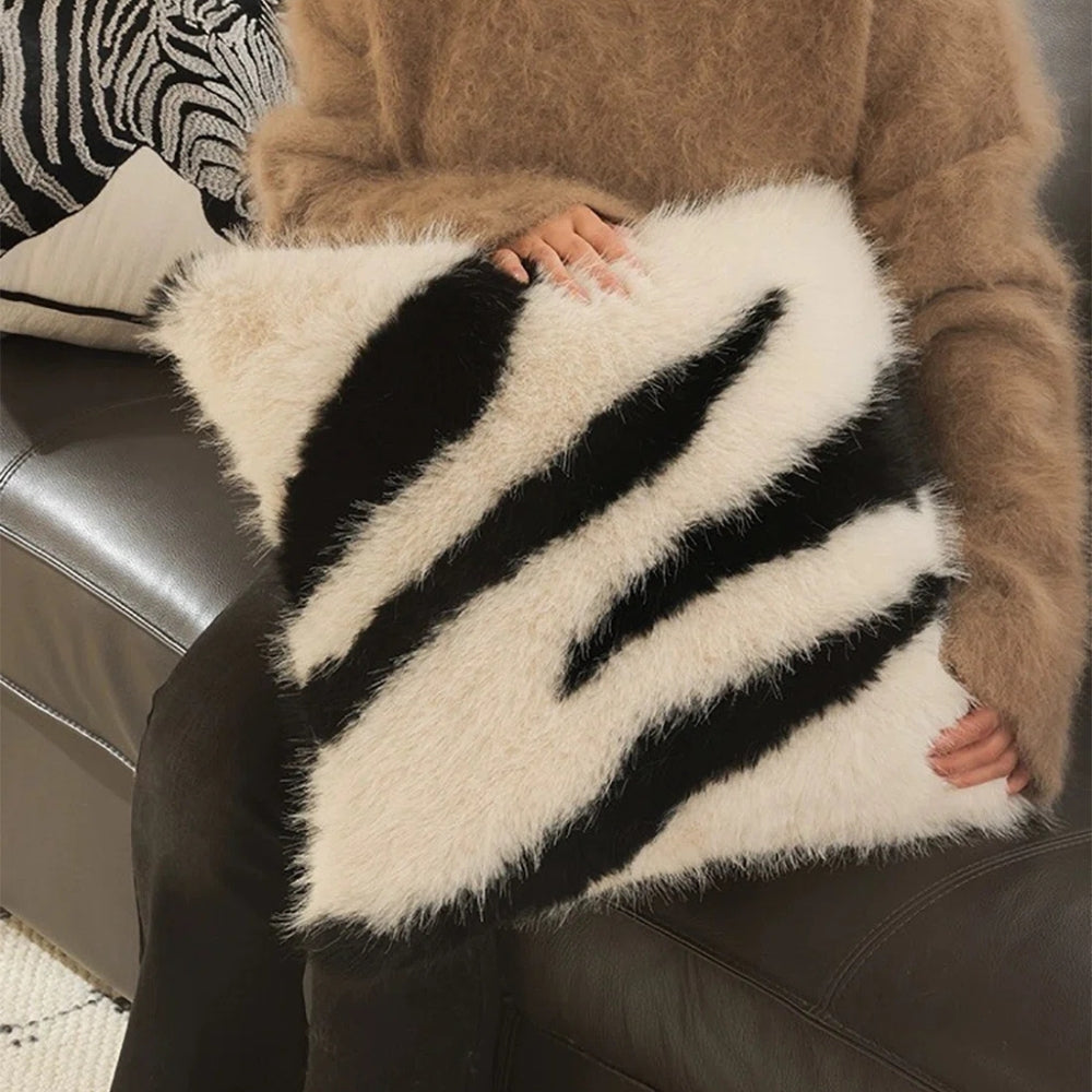 Colorful Fake Fur Pillow Cover – Plush Microfiber 18x18