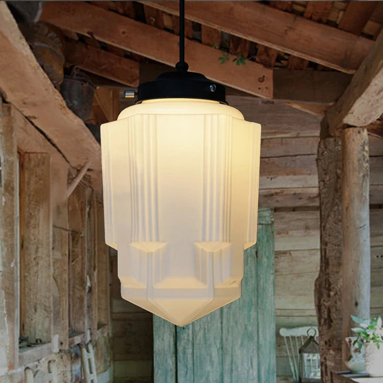 Vintage Cream Glass Hanging Lamp Shade