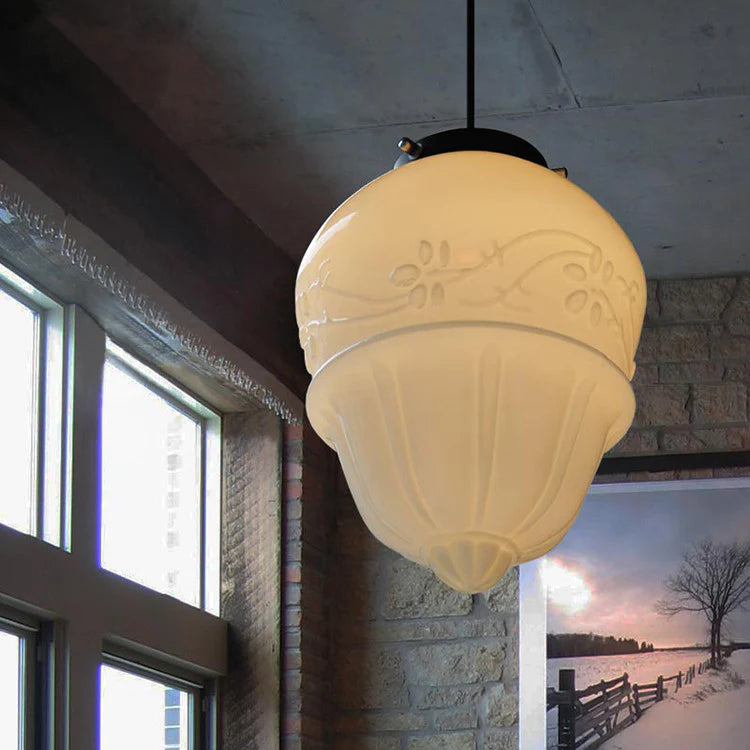 Vintage Cream Glass Hanging Lamp Shade