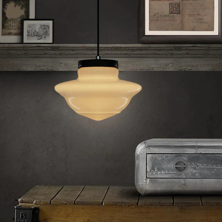Vintage Cream Glass Hanging Lamp Shade