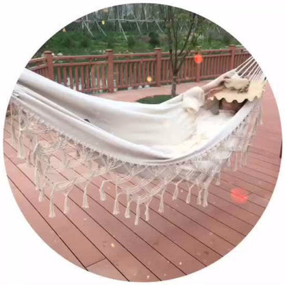 Large White Cotton Double Hammock for Outdoor Use