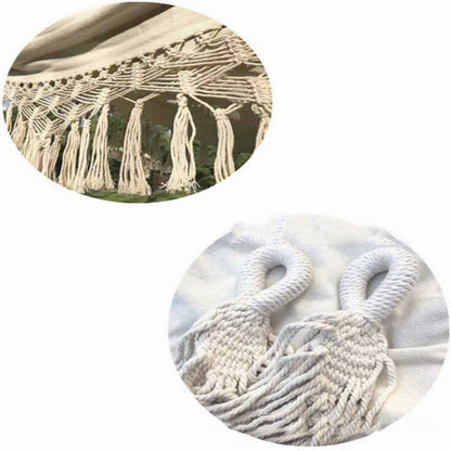 Large White Cotton Double Hammock for Outdoor Use