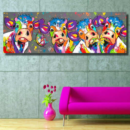 Vibrant Farm Animal Wall Art Canvas Print 40x120cm - Cofik