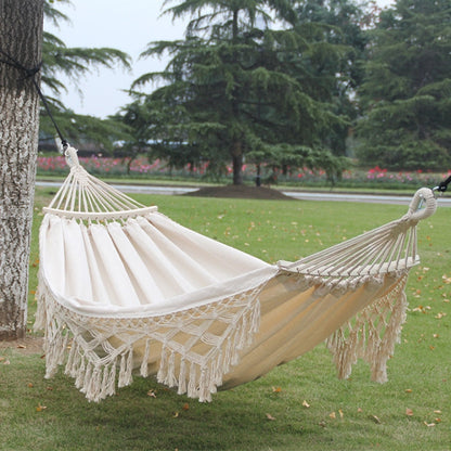 Large White Outdoor Garden Hammock with Steel Frame - Cofik