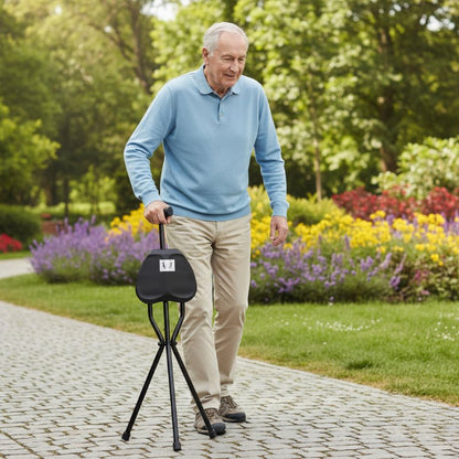Portable Folding Cane with Built-in Seat Aluminum Walker - Cofik