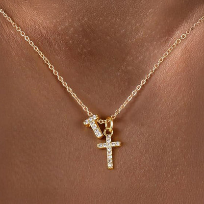 Delicate Initial Cross Pendant Necklace