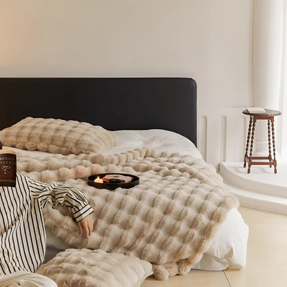 Plush Faux Fur Thick Knit Blanket Throw - Cofik